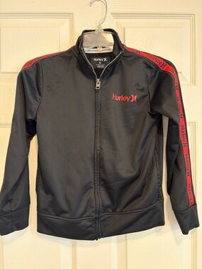 Hurley Boy’s Black Track Jacket with Red Logo Trim